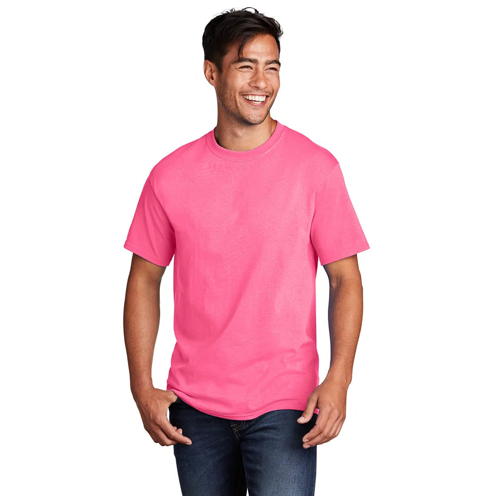 Port & Company Core Cotton Tee Decorated - Neon Pink