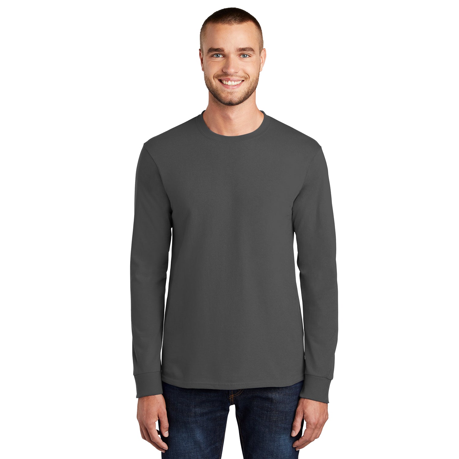 Port & Company Long Sleeve Essential Tee Decorated - Cardinal Red
