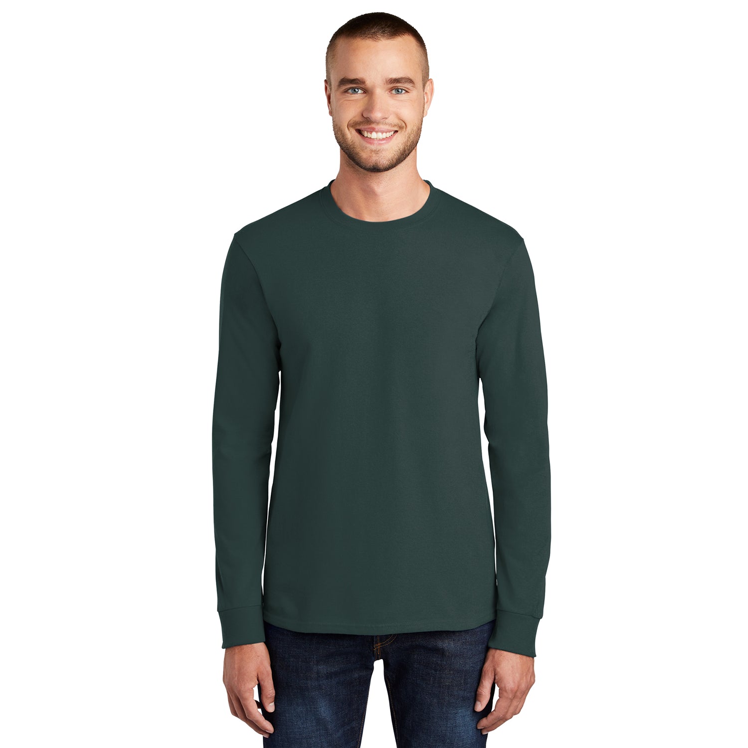 Port & Company Long Sleeve Essential Tee Decorated - Dark Chocolate Brown