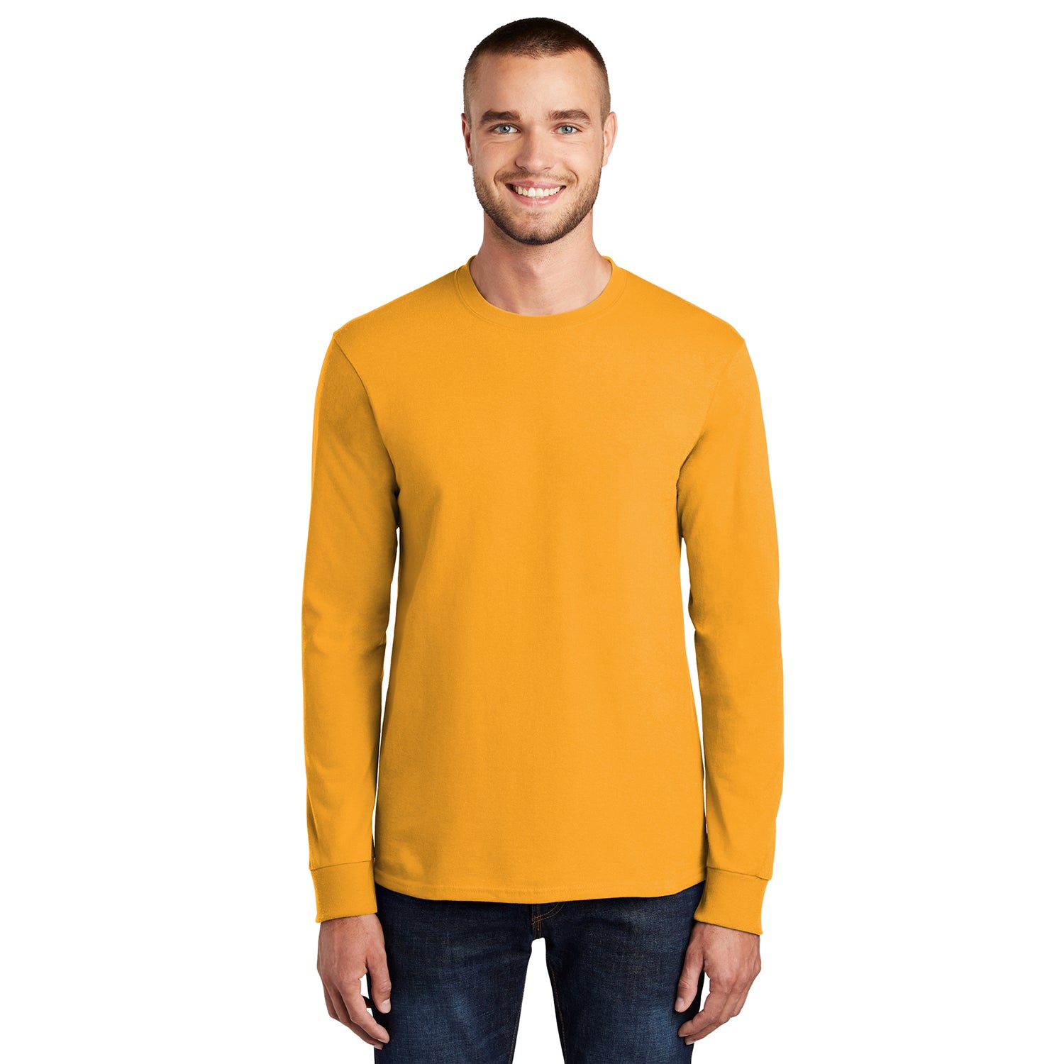 Port & Company Long Sleeve Essential Tee Decorated - Deep Navy Blue