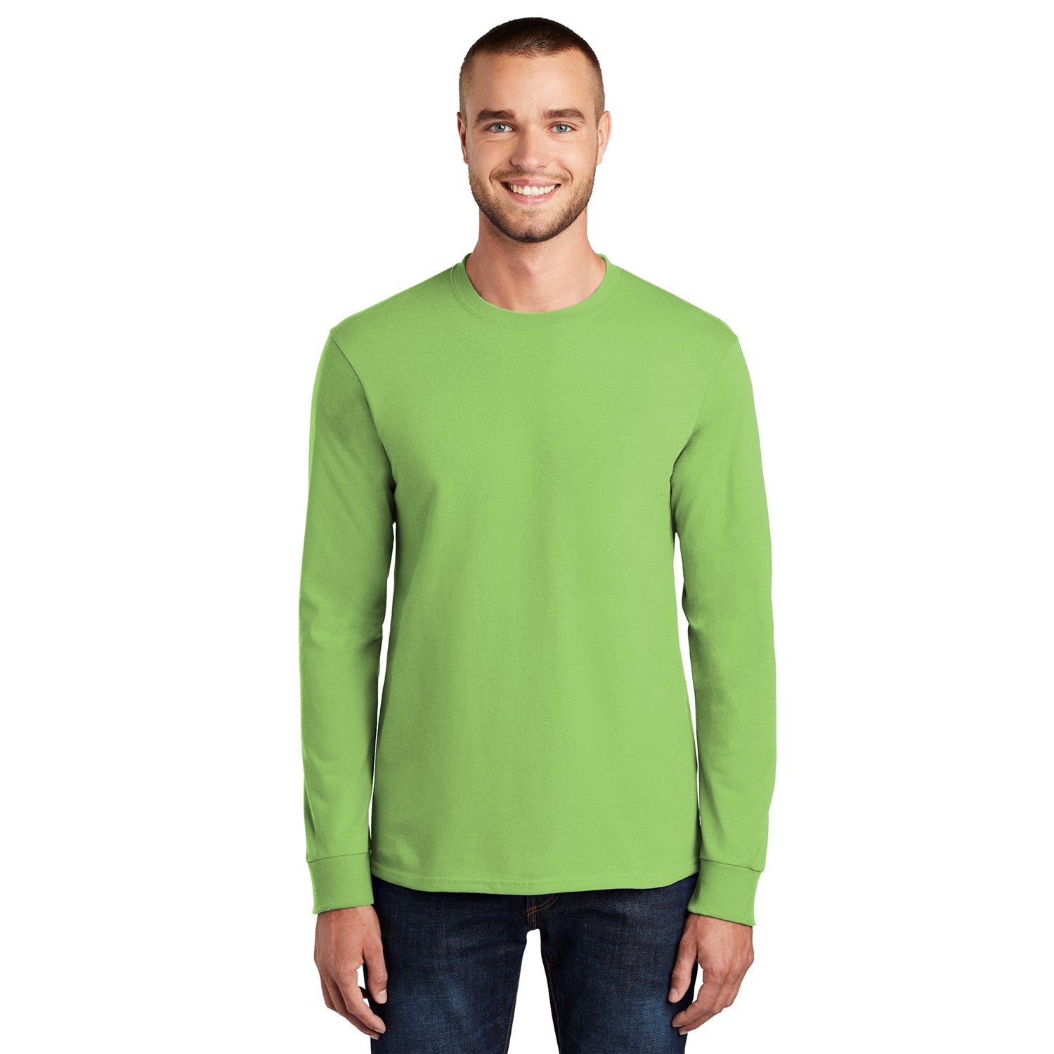 Port & Company Long Sleeve Essential Tee Decorated - Light Blue