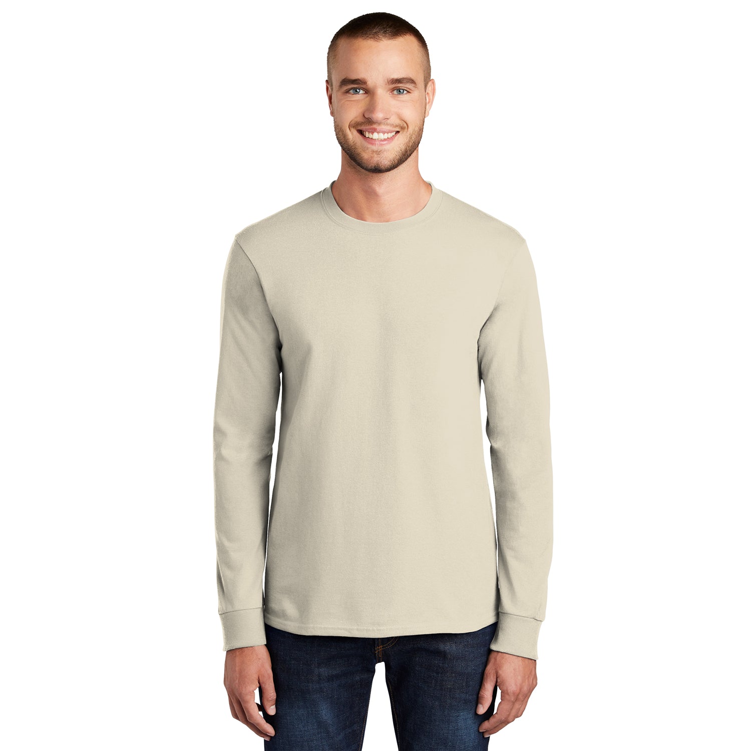 Port & Company Long Sleeve Essential Tee Decorated - Lime Green