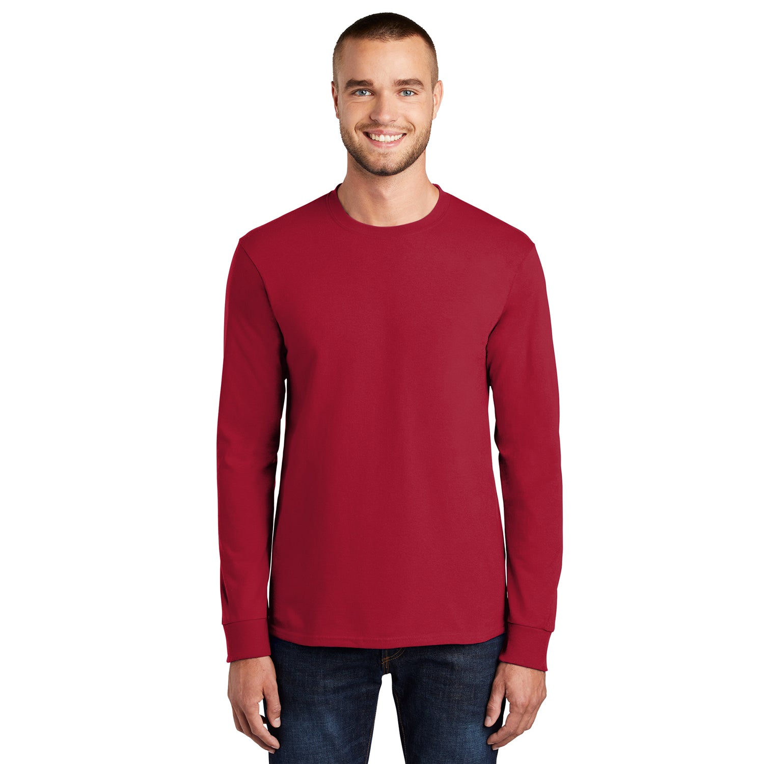 Port & Company Long Sleeve Essential Tee Decorated - Purple