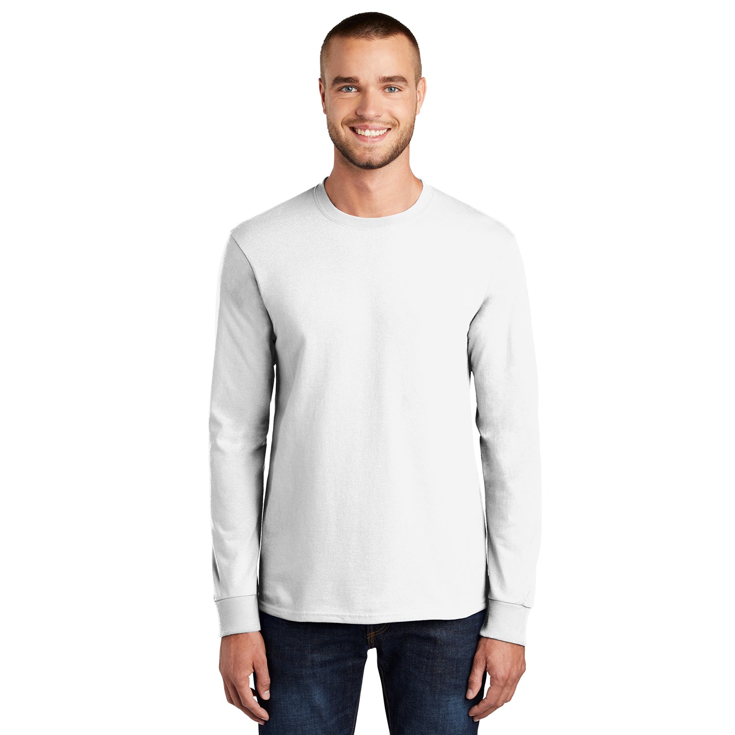 Port & Company Long Sleeve Essential Tee Decorated - Stonewashed Green