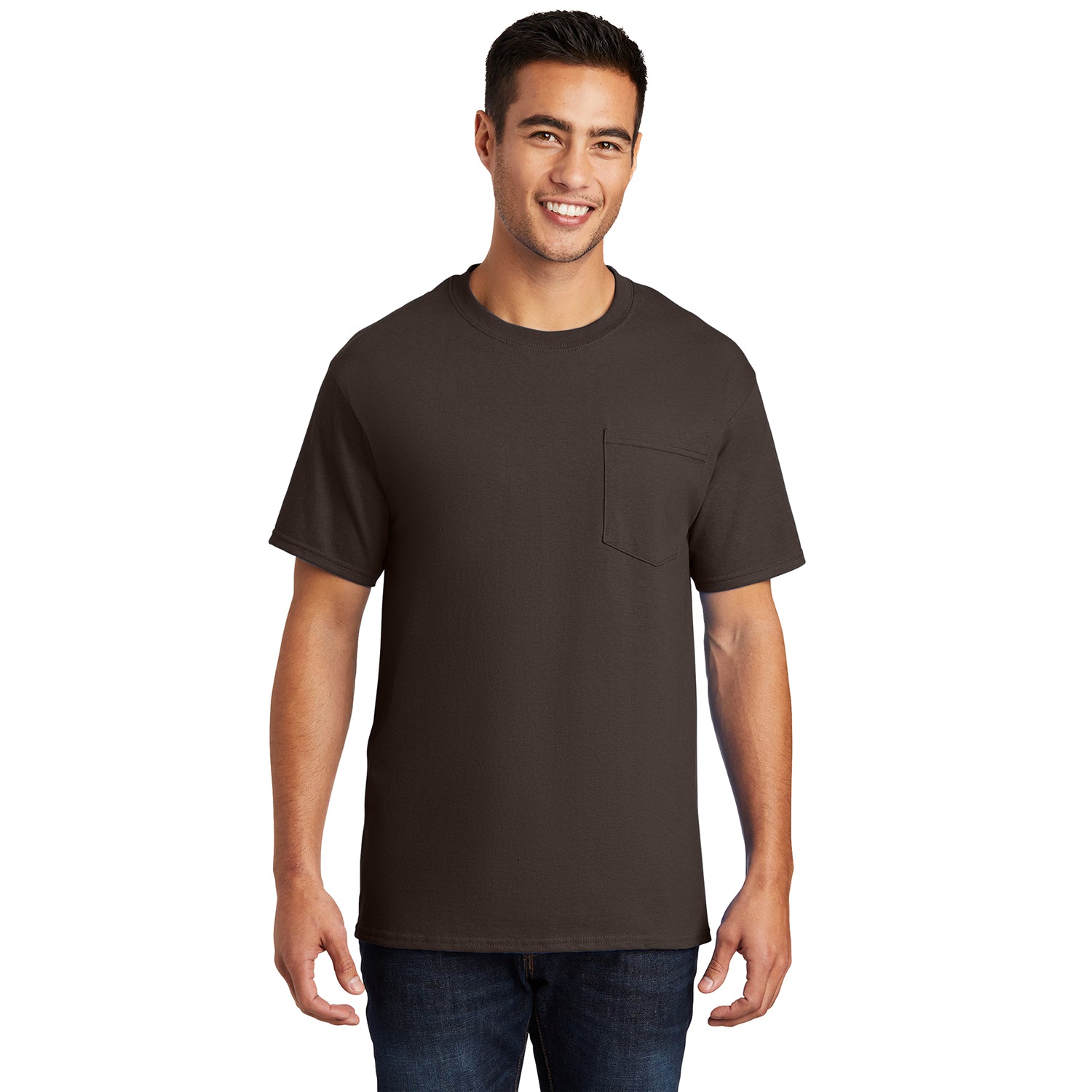 Port & Company Essential Pocket Tee Decorated - Brown