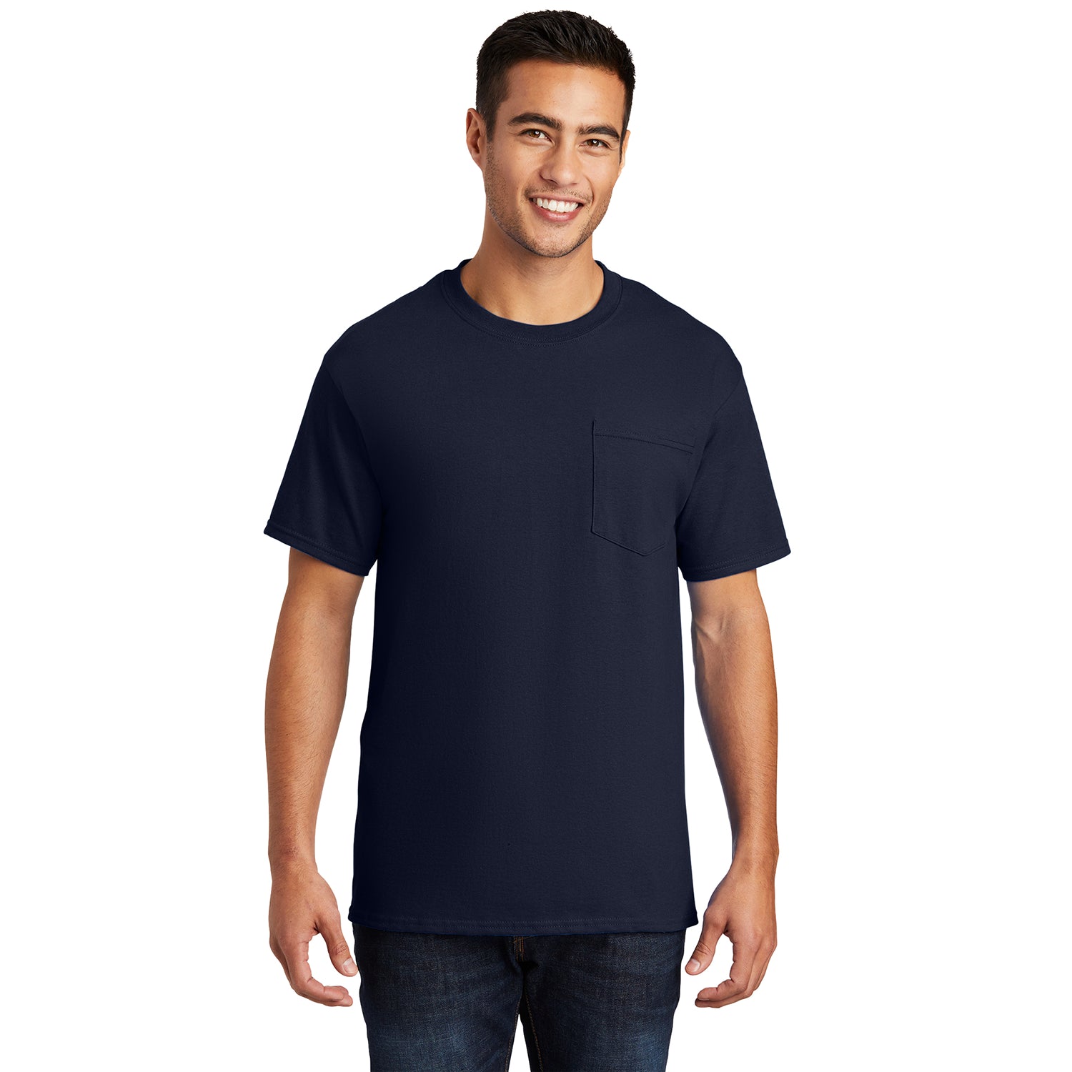 Port & Company Essential Pocket Tee Decorated - Deep Navy Blue