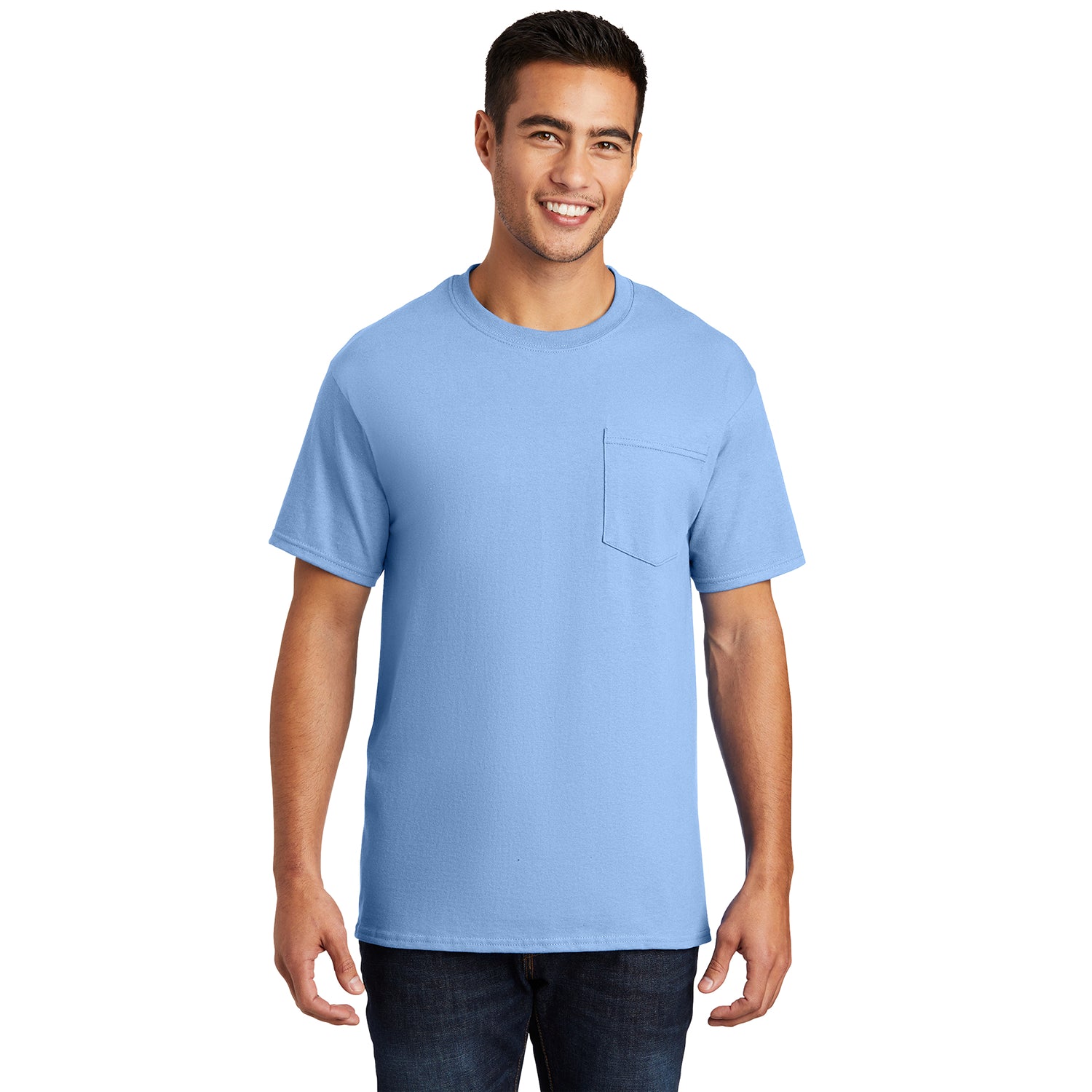 Port & Company Essential Pocket Tee Decorated - Light Blue