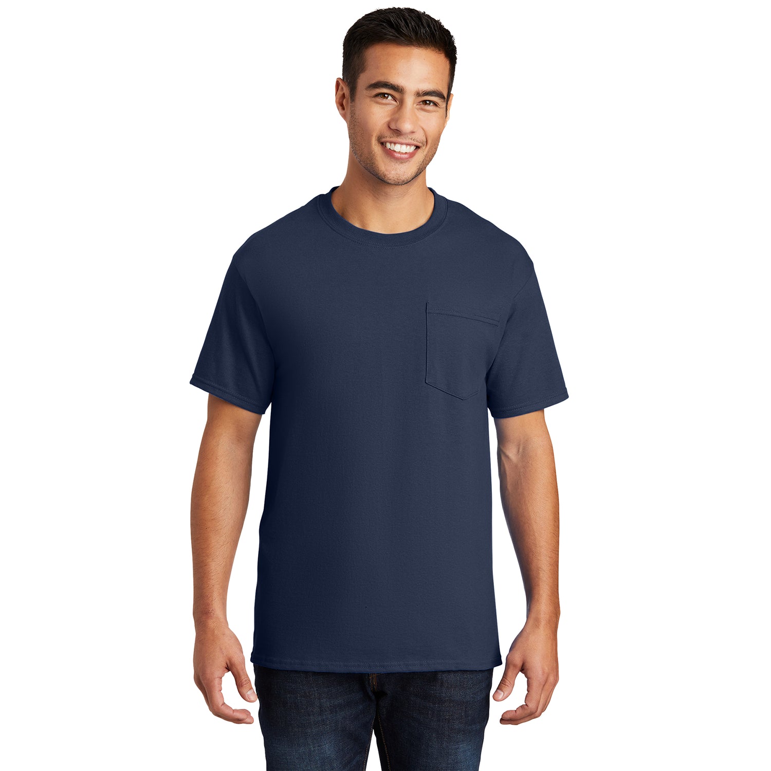 Port & Company Essential Pocket Tee Decorated - Navy Blue