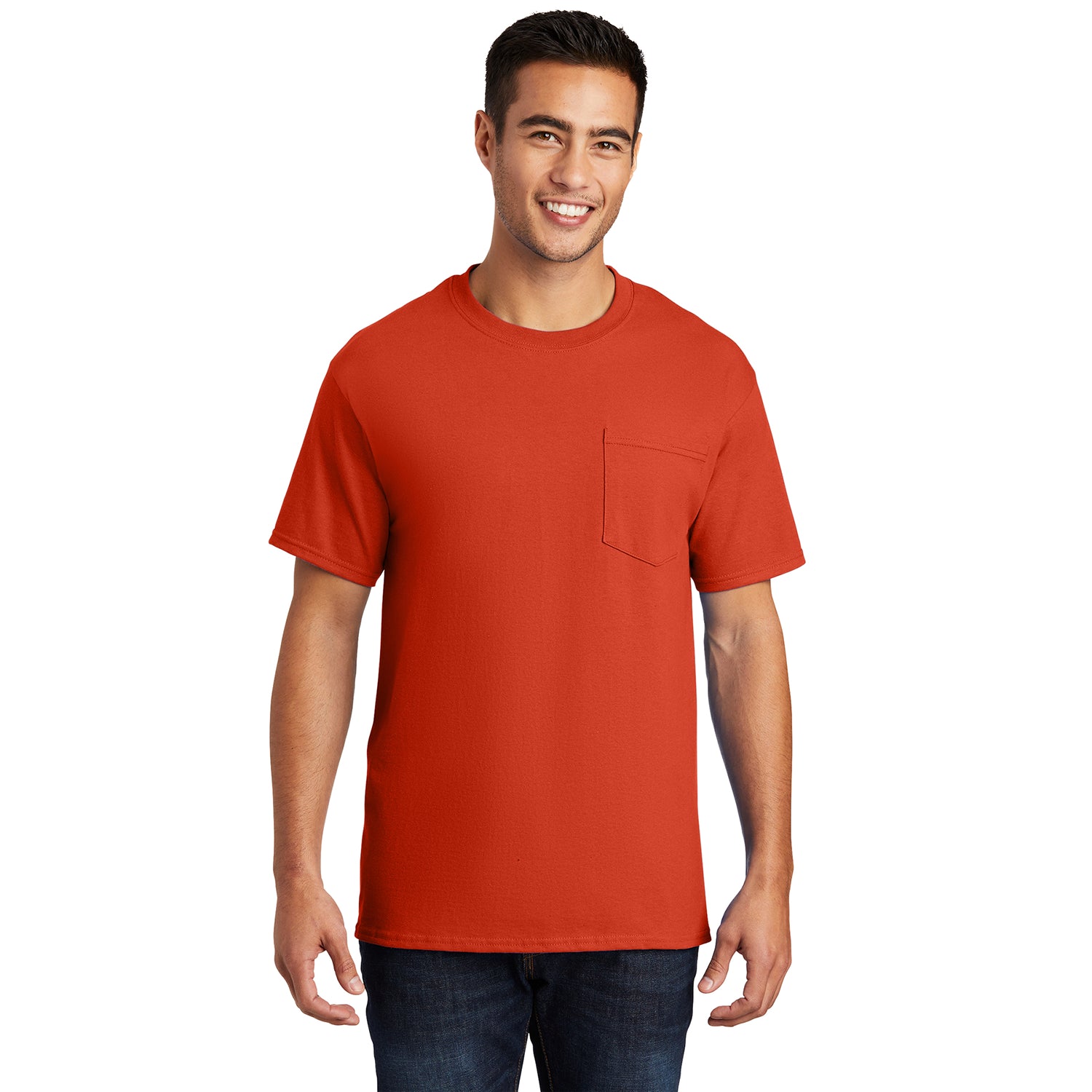 Port & Company Essential Pocket Tee Decorated - Orange