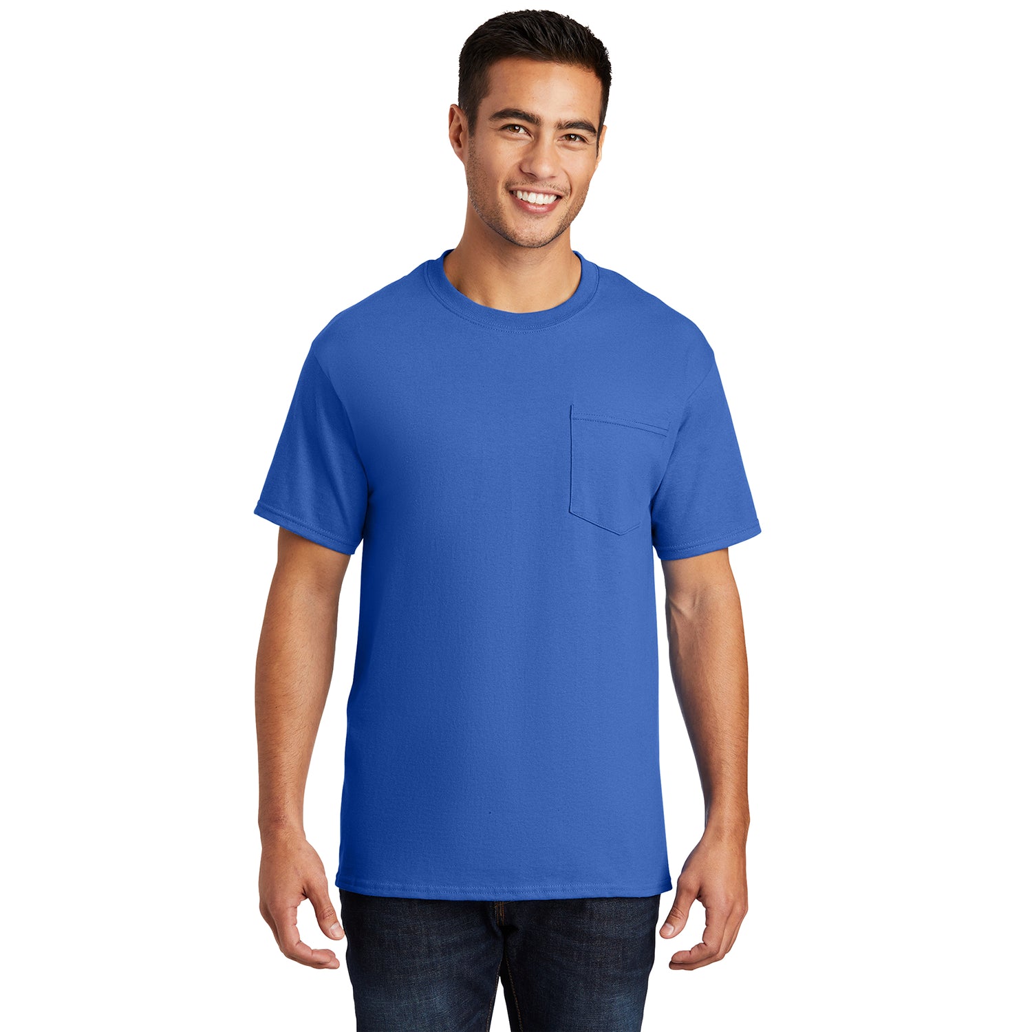 Port & Company Essential Pocket Tee Decorated - Royal Blue
