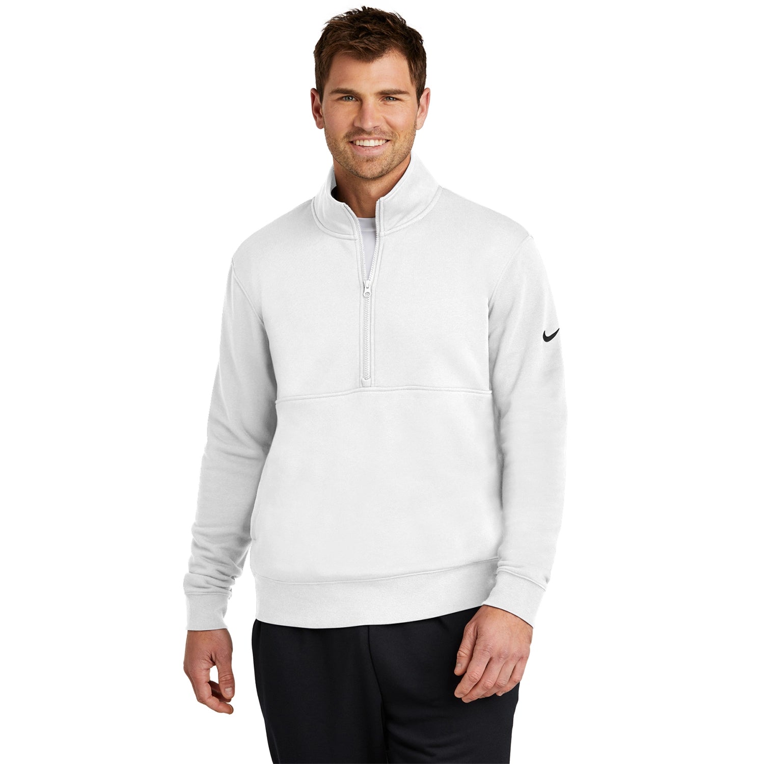 Nike Club Fleece Sleeve Swoosh 1/2Zip Embroidered