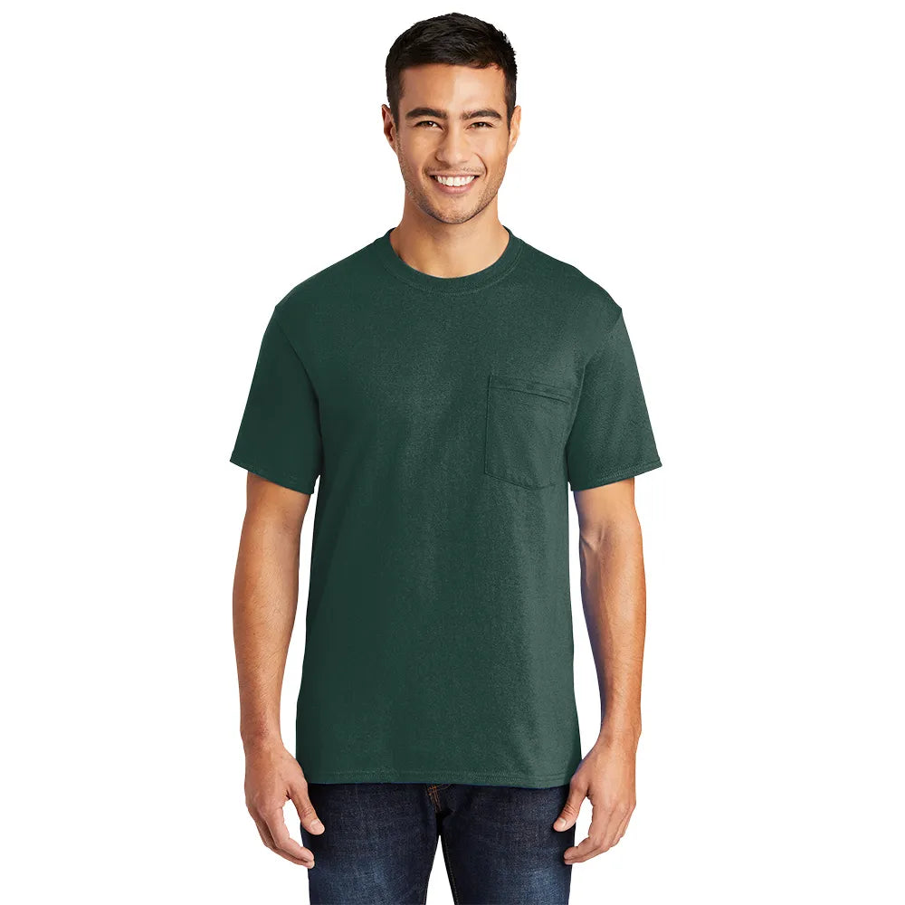 Port & Company Core Blend Pocket Tee Decorated - Dark Green