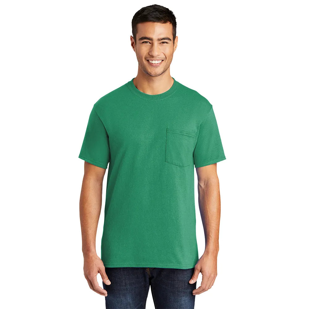 Port & Company Core Blend Pocket Tee Decorated - Kelly Green