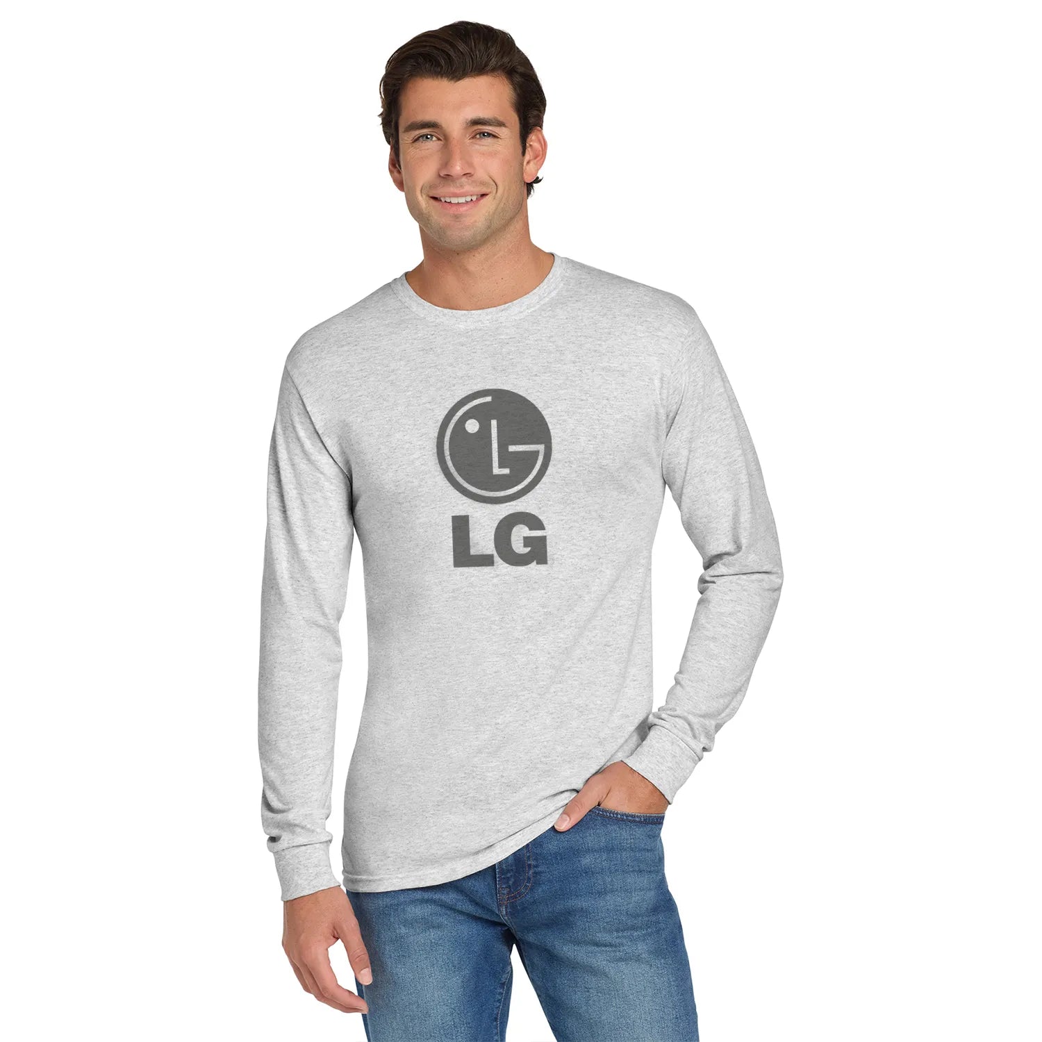 Jerzees Dri-Power 50/50 Cotton/Poly Long Sleeve T-Shirt Decorated - Ash Grey