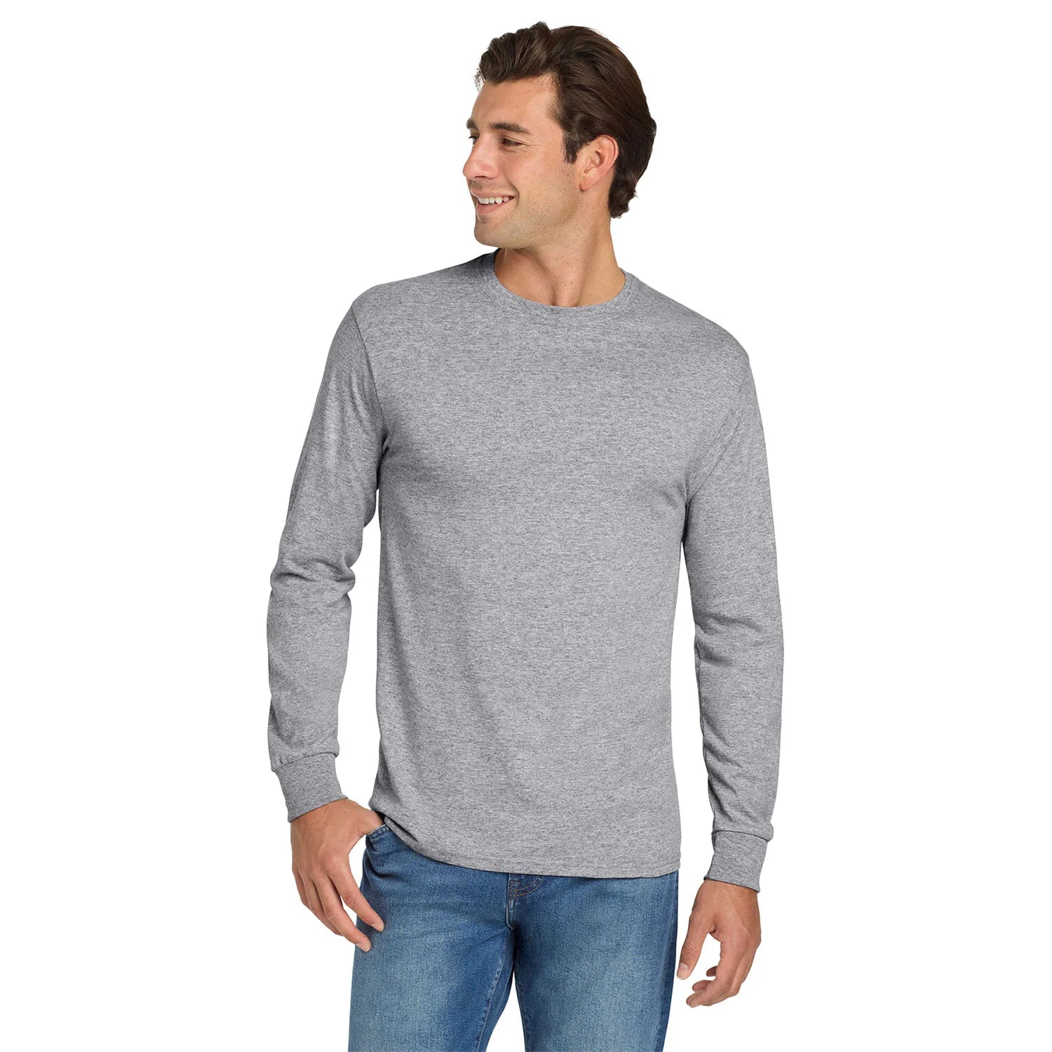 Jerzees Dri-Power 50/50 Cotton/Poly Long Sleeve T-Shirt Decorated - Athletic Grey Heather
