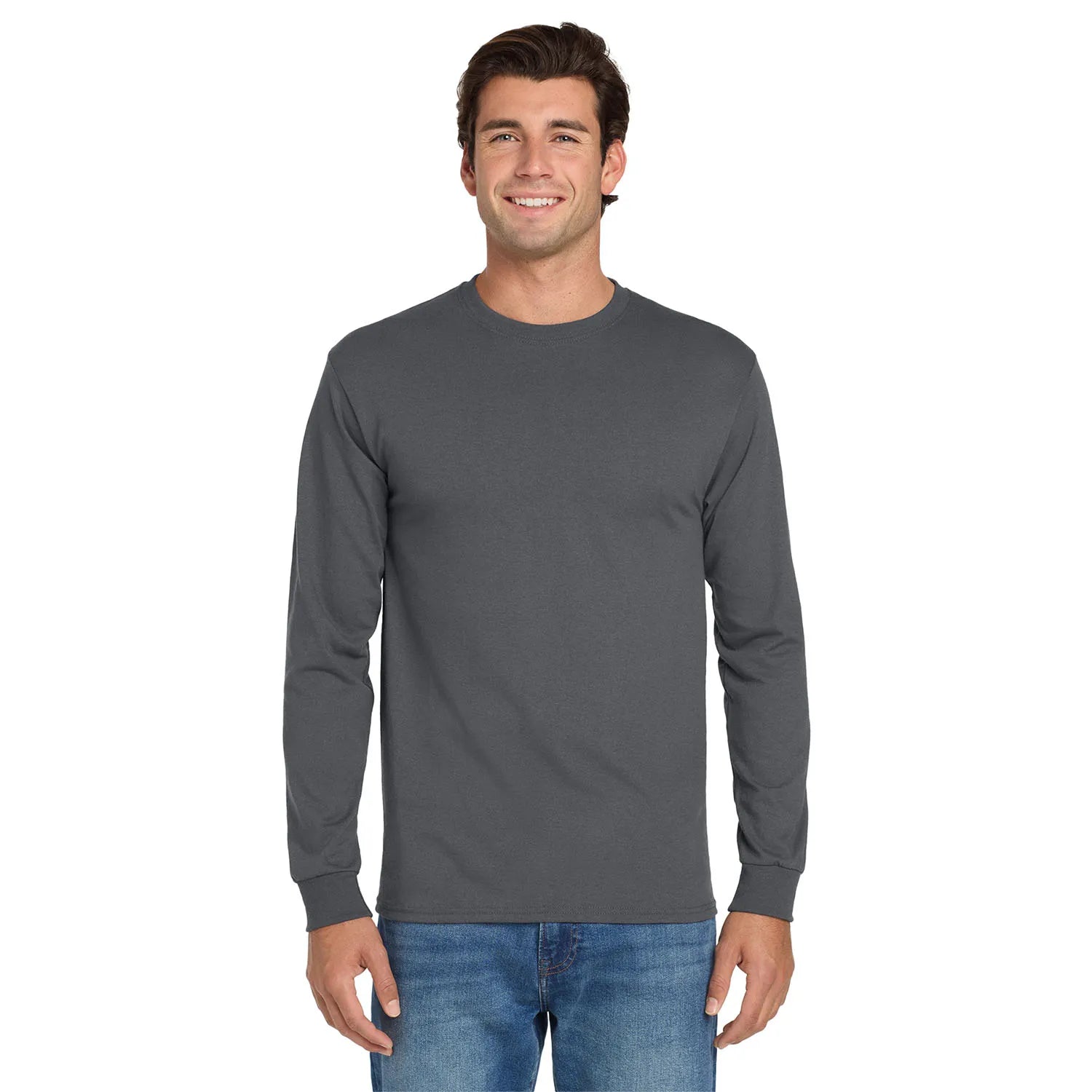 Jerzees Dri-Power 50/50 Cotton/Poly Long Sleeve T-Shirt Decorated - Charcoal Grey