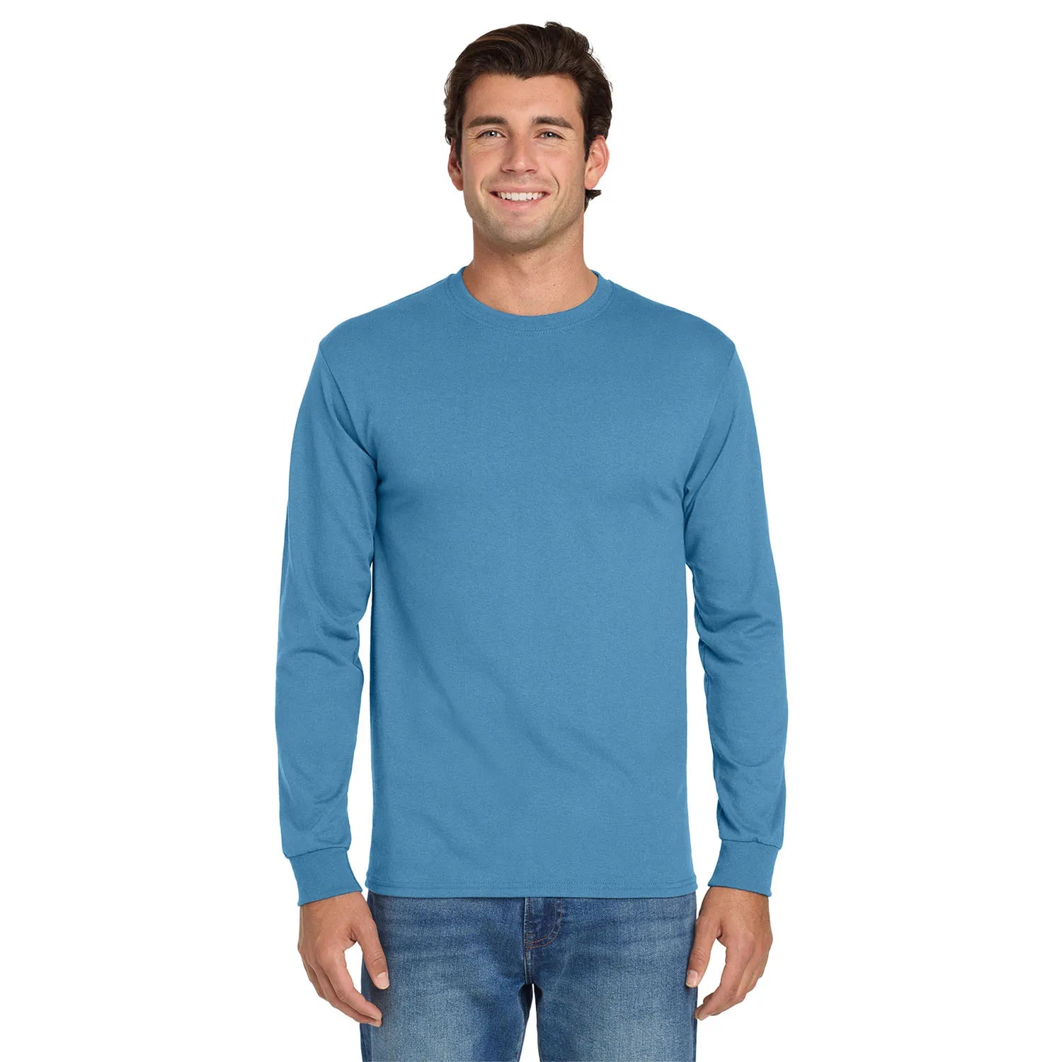 Jerzees Dri-Power 50/50 Cotton/Poly Long Sleeve T-Shirt Decorated - Columbia Blue