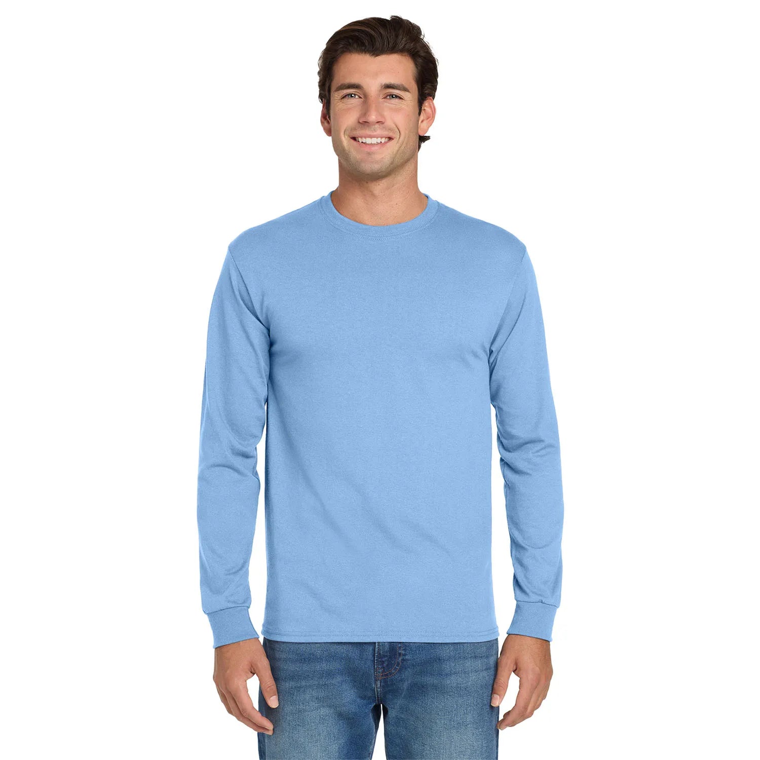 Jerzees Dri-Power 50/50 Cotton/Poly Long Sleeve T-Shirt Decorated - Light Blue
