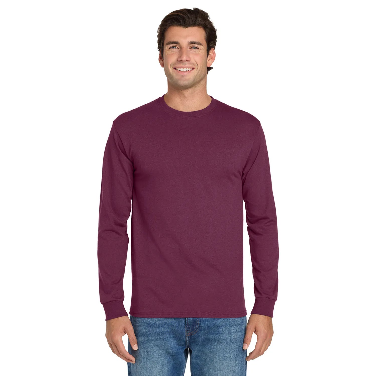 Jerzees Dri-Power 50/50 Cotton/Poly Long Sleeve T-Shirt Decorated - Maroon Red