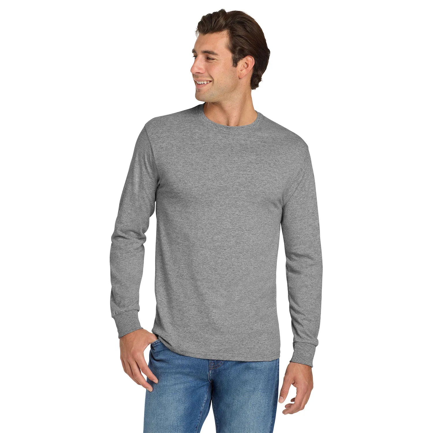 Jerzees Dri-Power 50/50 Cotton/Poly Long Sleeve T-Shirt Decorated - Oxford Grey