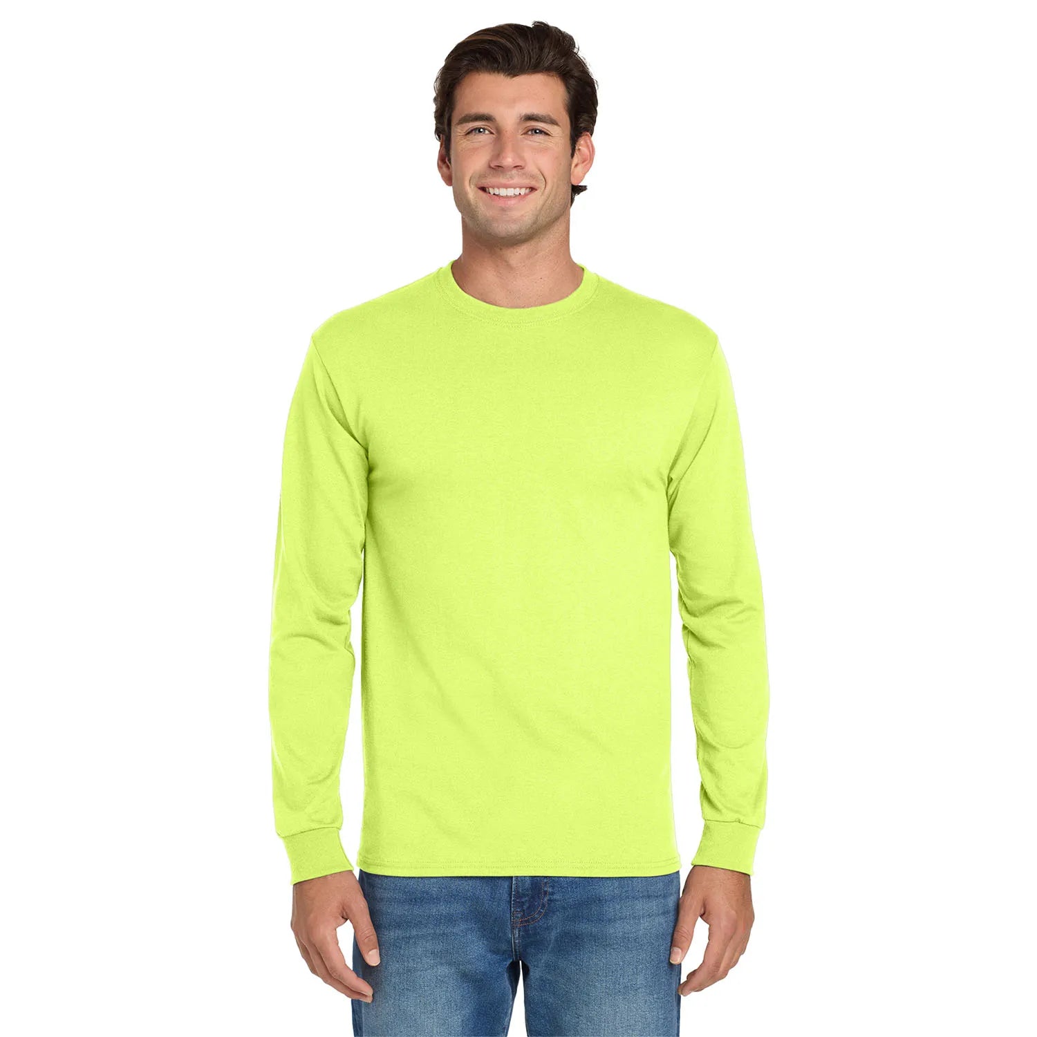 Jerzees Dri-Power 50/50 Cotton/Poly Long Sleeve T-Shirt Decorated - Safety Green