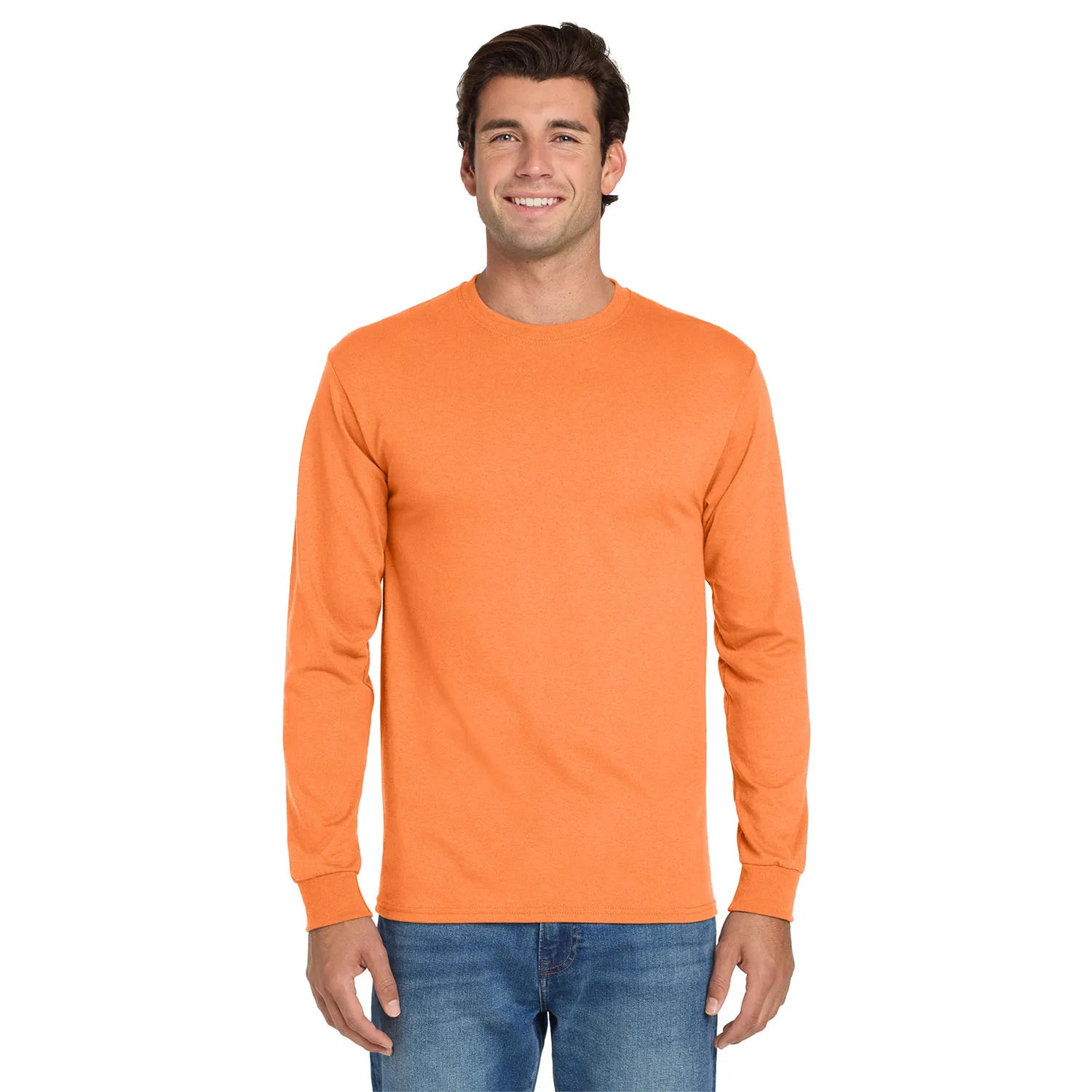 Jerzees Dri-Power 50/50 Cotton/Poly Long Sleeve T-Shirt Decorated - Safety Orange
