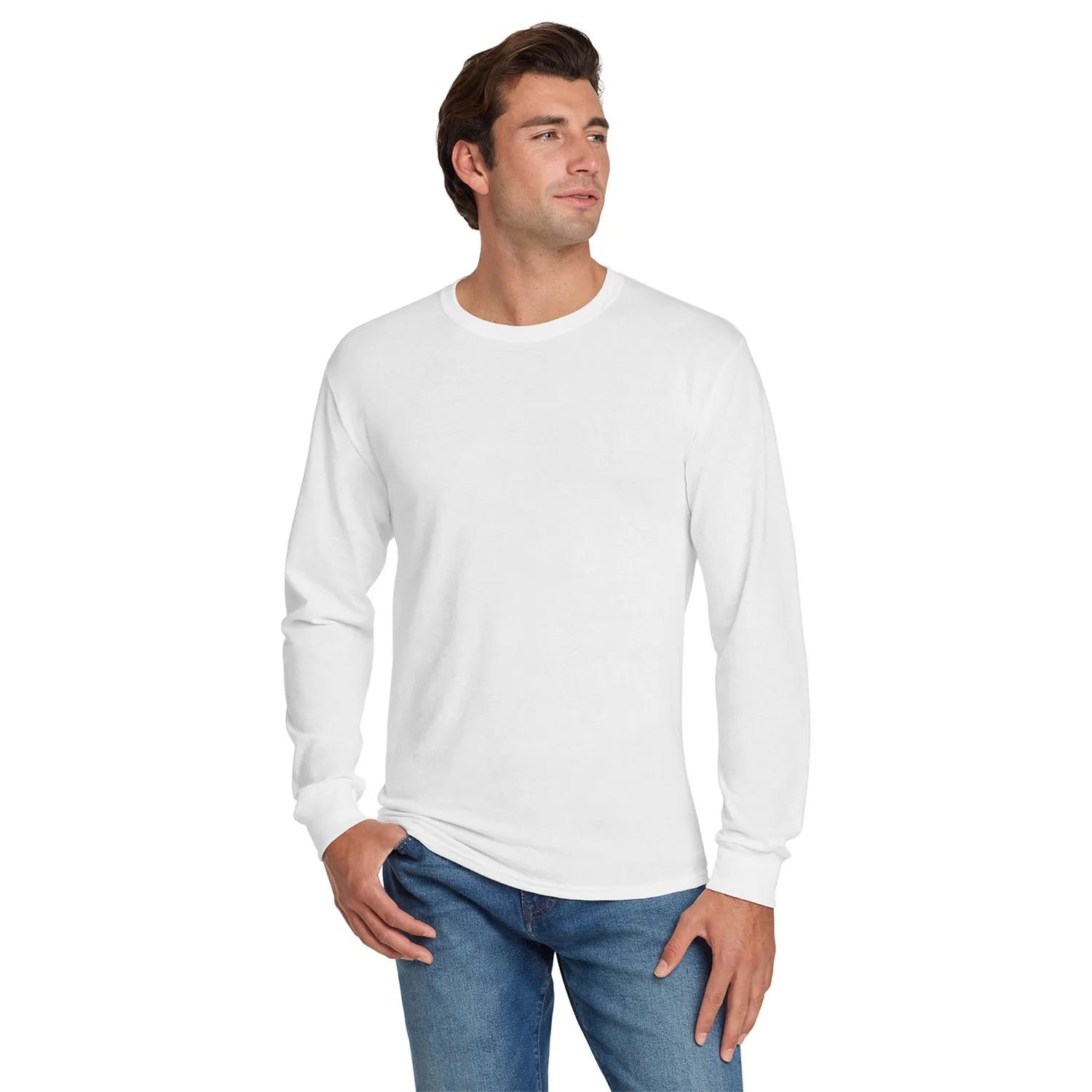 Jerzees Dri-Power 50/50 Cotton/Poly Long Sleeve T-Shirt Decorated - White