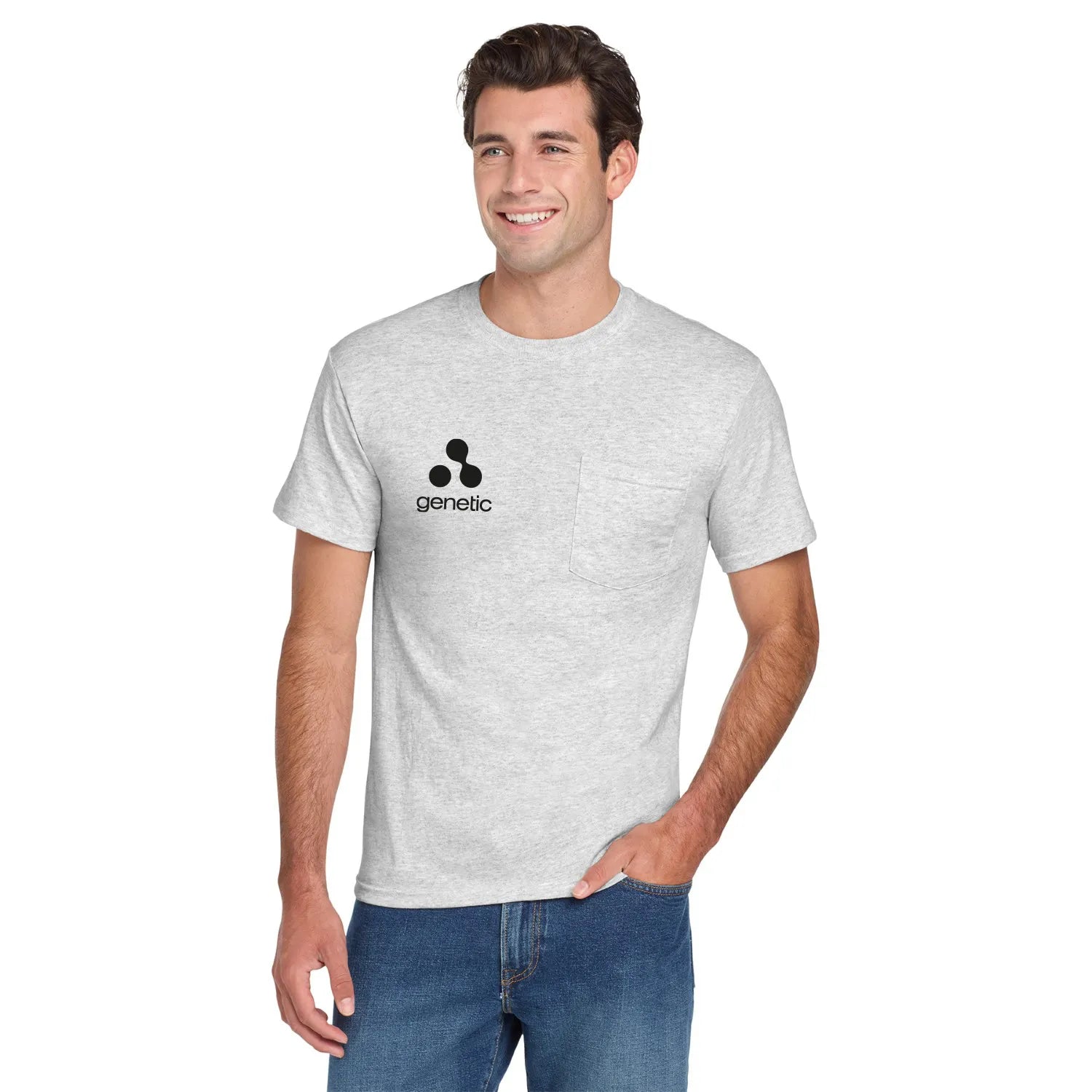 Jerzees Dri-Power 50/50 Cotton/Poly Pocket T-Shirt Decorated - Ash Grey