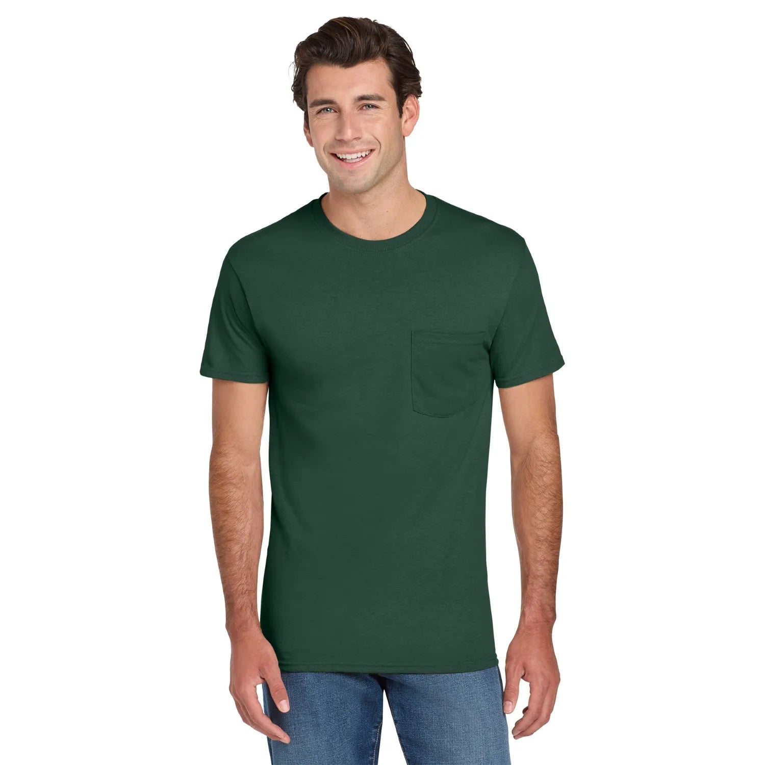 Jerzees Dri-Power 50/50 Cotton/Poly Pocket T-Shirt Decorated - Forest Green
