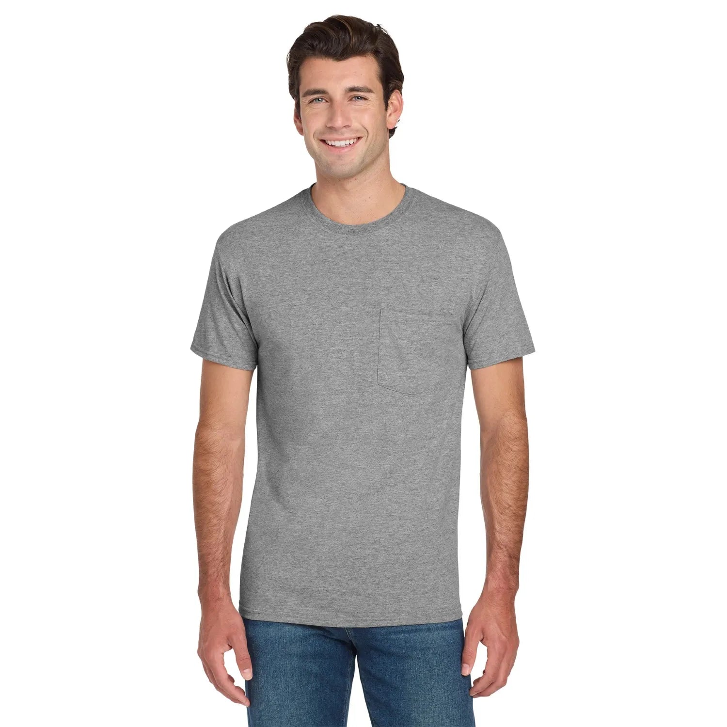 Jerzees Dri-Power 50/50 Cotton/Poly Pocket T-Shirt Decorated - Oxford Grey