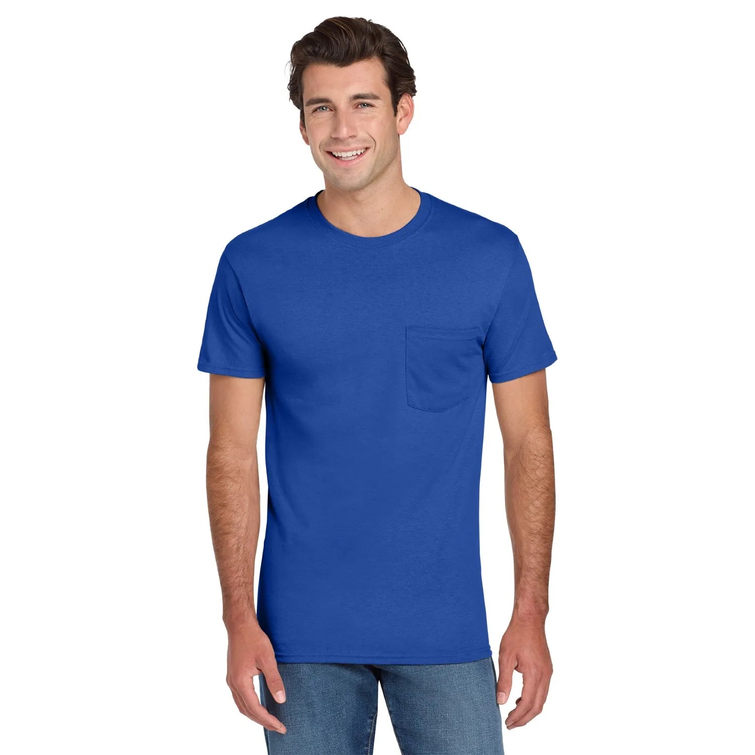 Jerzees Dri-Power 50/50 Cotton/Poly Pocket T-Shirt Decorated - Royal Blue