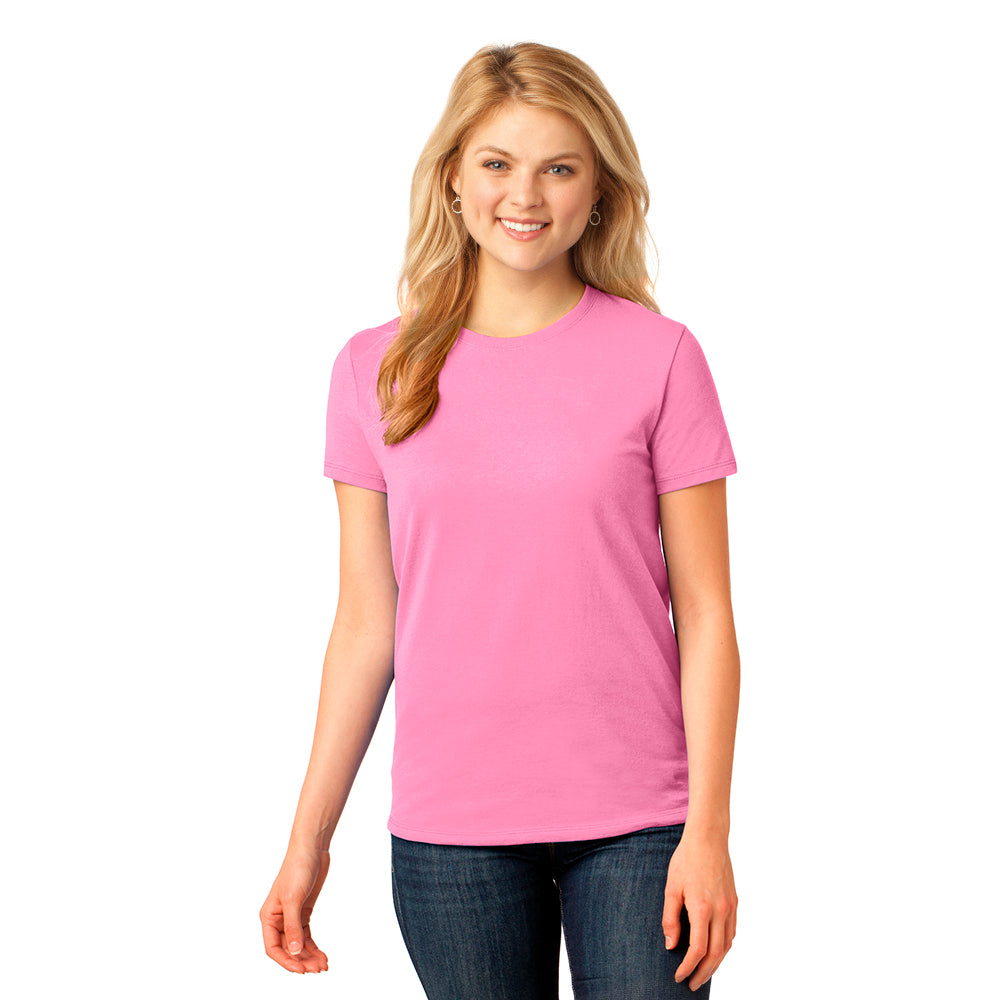 Port & Company Women's Core Cotton Tee Decorated - Candy Pink