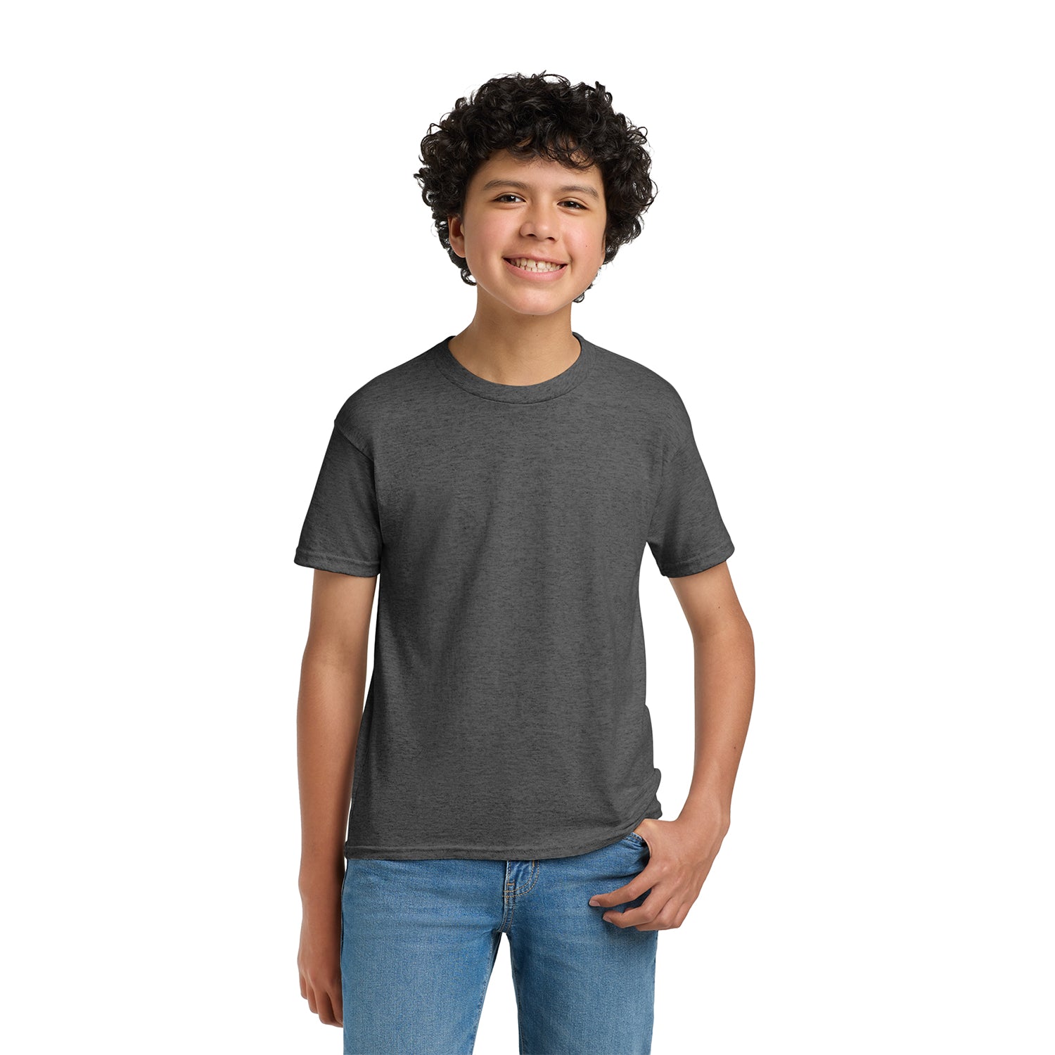Hanes - Youth EcoSmart 50/50 Cotton/Poly T-Shirt Decorated - Charcoal Black Heather