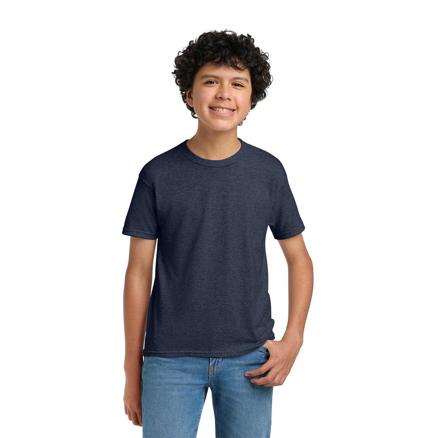 Hanes - Youth EcoSmart 50/50 Cotton/Poly T-Shirt Decorated - Navy Blue