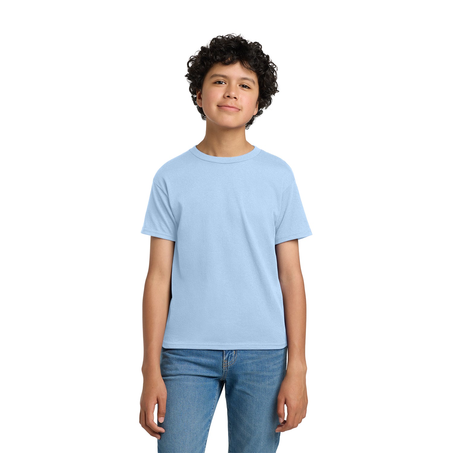Hanes - Youth EcoSmart 50/50 Cotton/Poly T-Shirt Decorated - Light Blue
