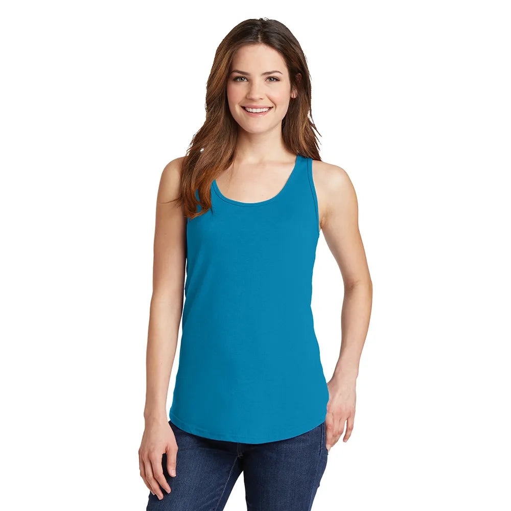 Port & Company Women's Core Cotton Tank Top Decorated - Neon Blue