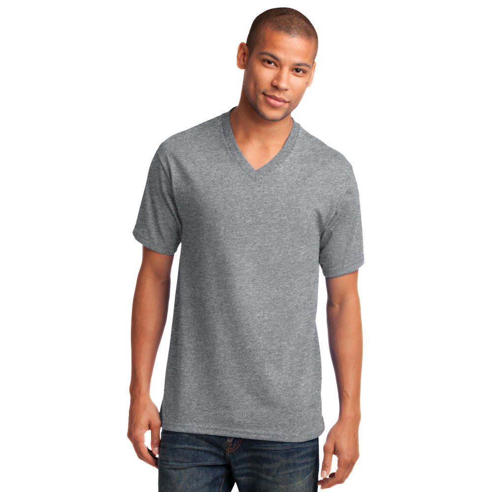 Port & Company Core Cotton V-Neck Tee Decorated - Neon Pink