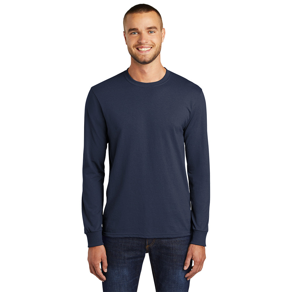 Port & Company Long Sleeve Core Blend Tee Decorated - Navy Blue (PMS 2380C)