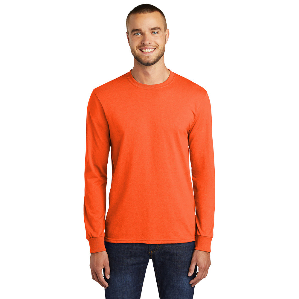 Port & Company Long Sleeve Core Blend Tee Decorated - Safety Orange (PMS 021 C )