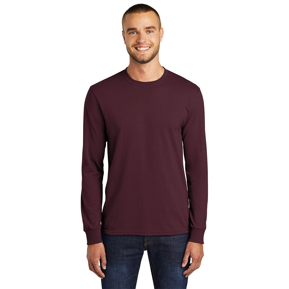 Port & Company Long Sleeve Core Blend Tee Decorated - Athletic Maroon Red (PMS 209C)