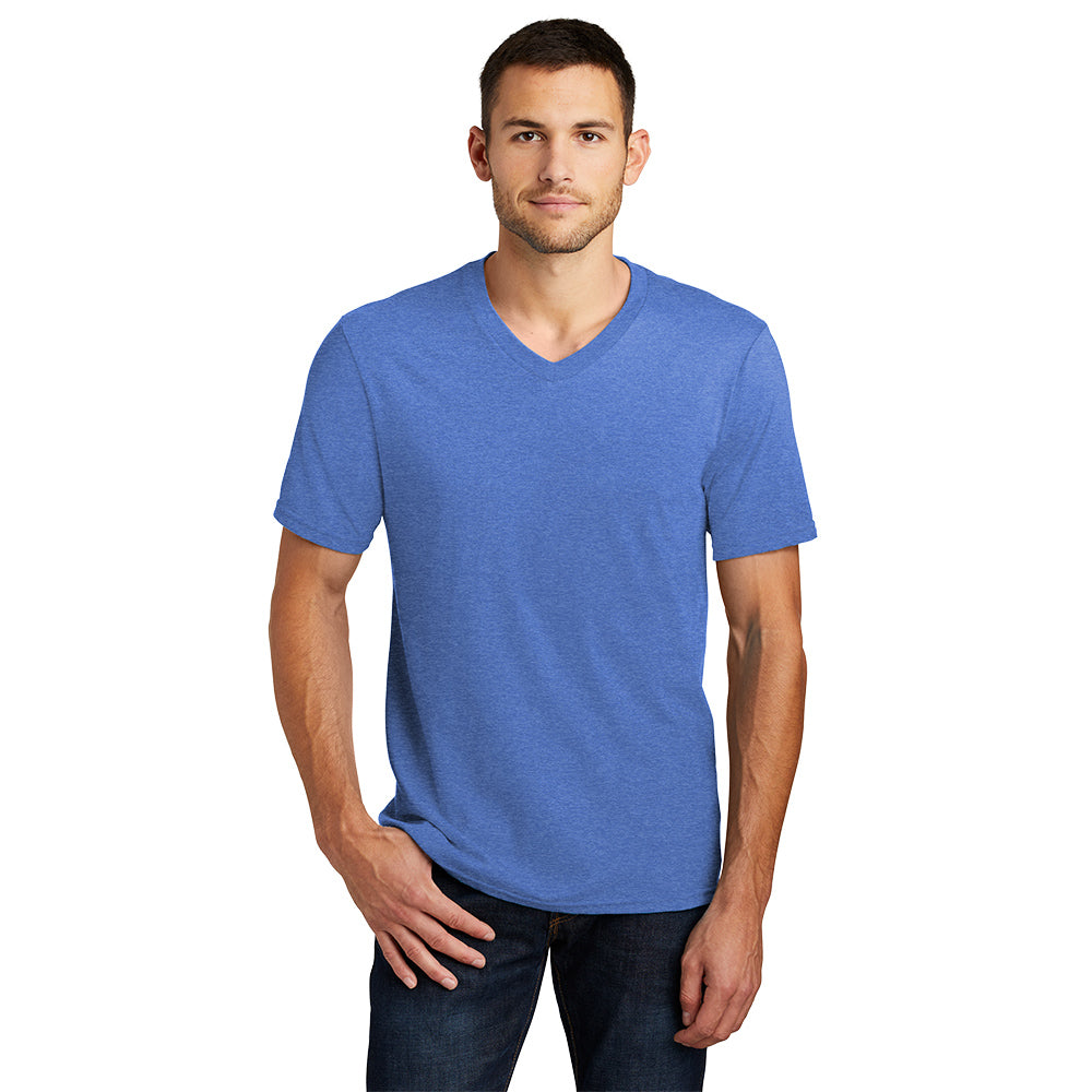 District Very Important Tee V‑Neck Decorated - Heathered Navy Blue (PMS 2379C)