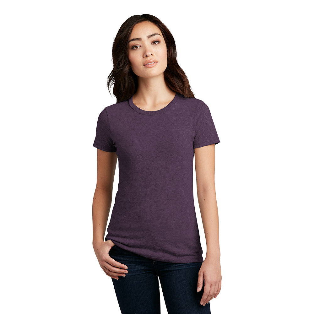 District Women’s Perfect Blend CVC Tee Decorated - Heathered Navy Blue