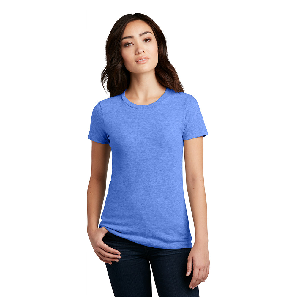 District Women’s Perfect Blend CVC Tee Decorated - Heathered Teal Blue