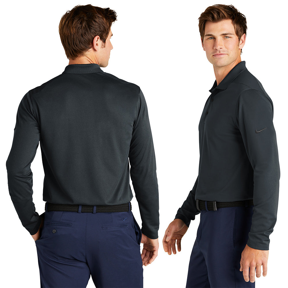 Nike Dri-FIT Micro Pique 2.0 Long Sleeve Embroidered Polo - Black (PMS BLACK C)